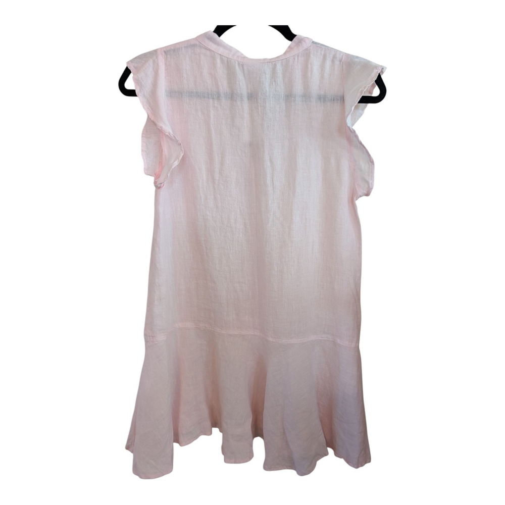 Pure Match 100% Linen Pink Ruffle Hem Dress Small Boho USA NWT VTG - Picture 3 of 7